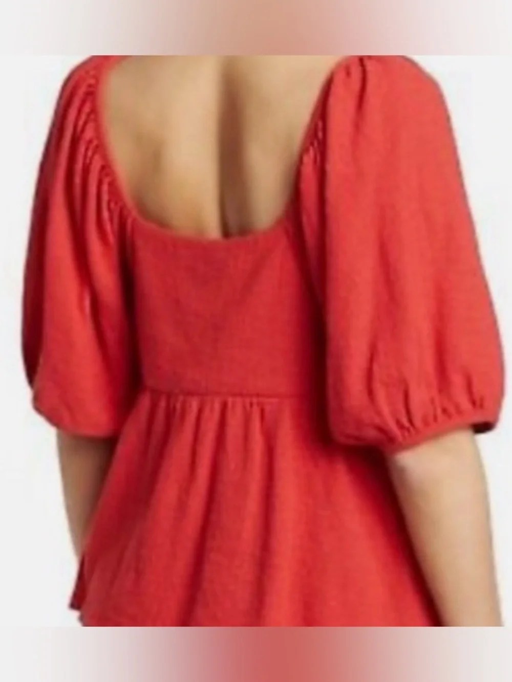 Madewell Red Puff Short Sleeve Shirt Medium